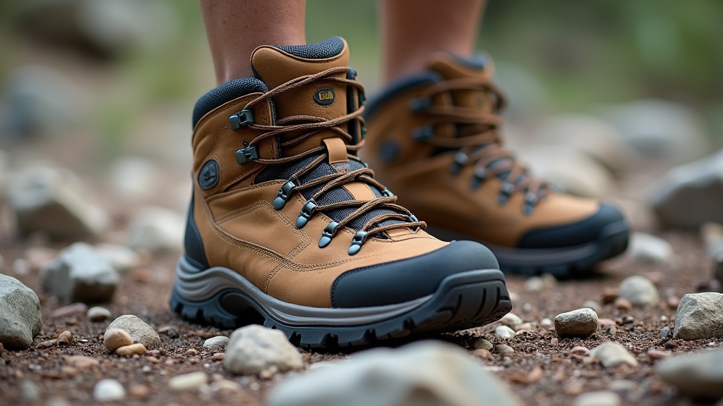 Hiking boots on a rocky trail