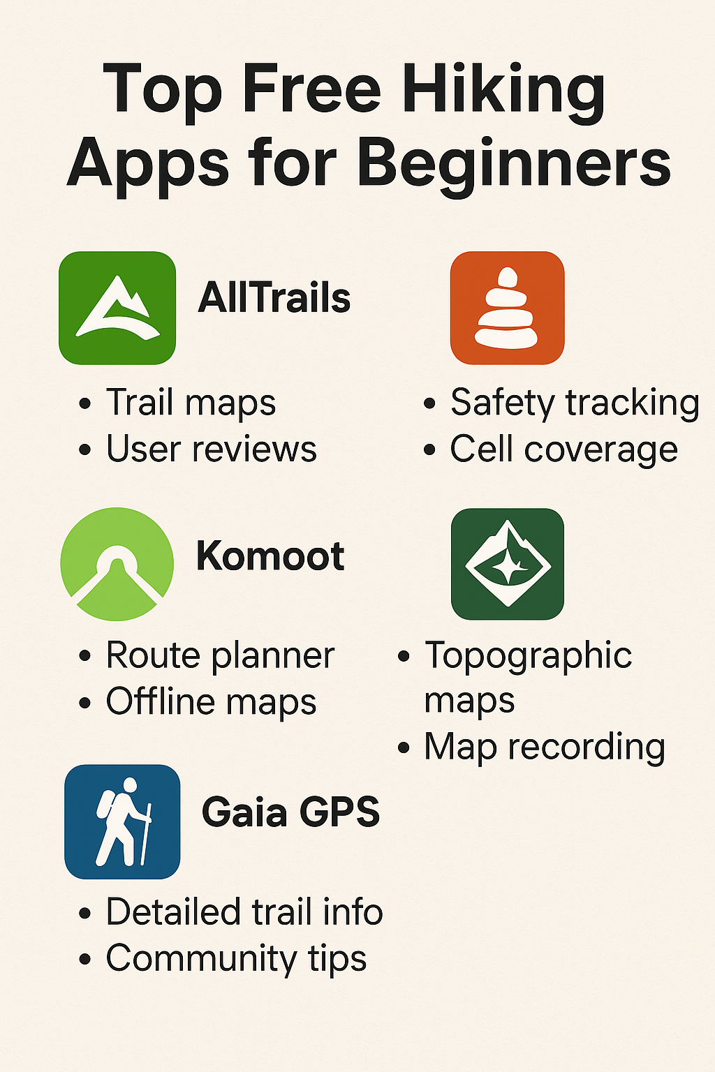 Infographic-of-best free-hiking-apps-for-beginners-and-their-features