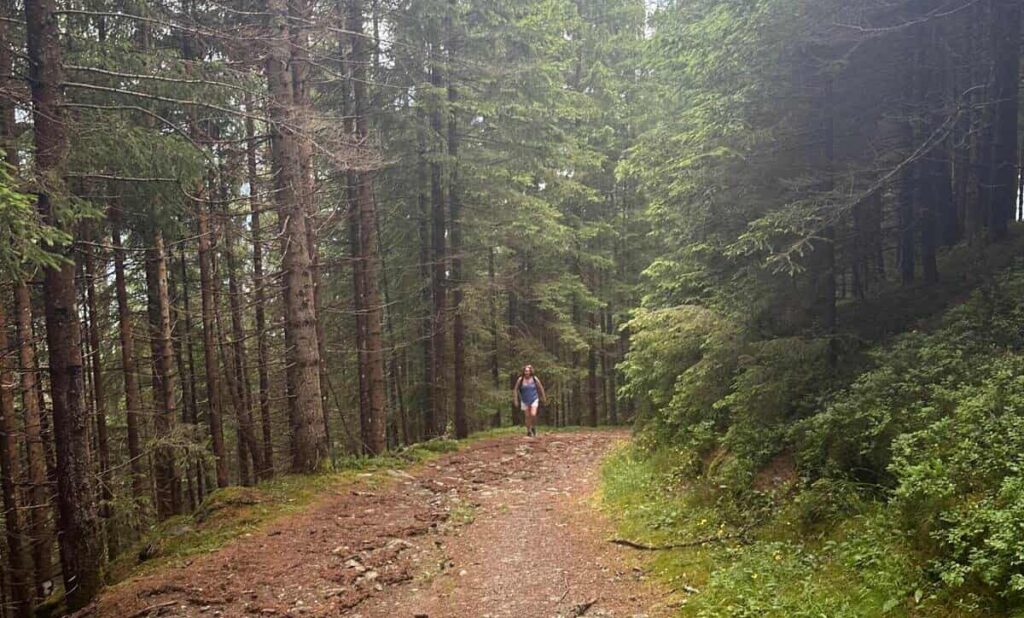 hiking on a steep terrain